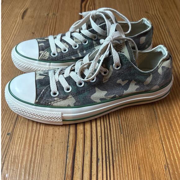 Converse All Star low top green camo lace up unisex sneakers SIZE M5, W7 - Picture 6 of 6